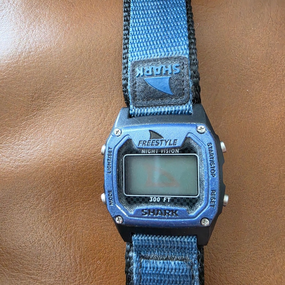 Freestyle Shark Night Vision Watch Blue Black Nylon Strap 906 Digital Mens Surf